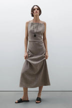 Linen-Blend Flowing Maxi Dress