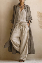 Cotton Linen Three Piece Set with Bohemian Style