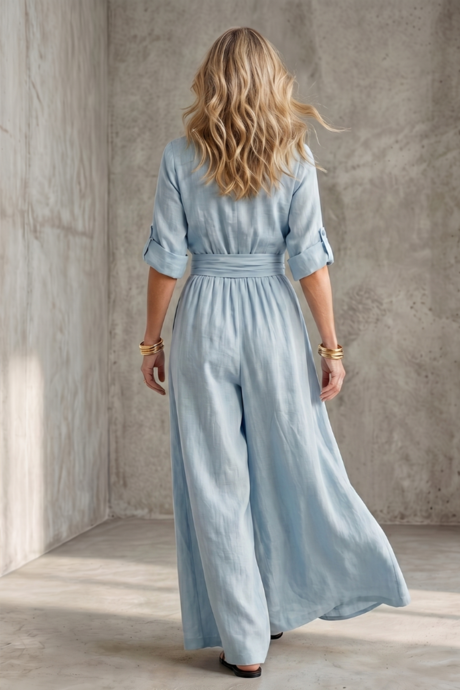 Chic Wrap V Neck Jumpsuit with Wide Leg Silhouette