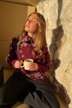 Women's Cashmere Blend Patterned Cardigan