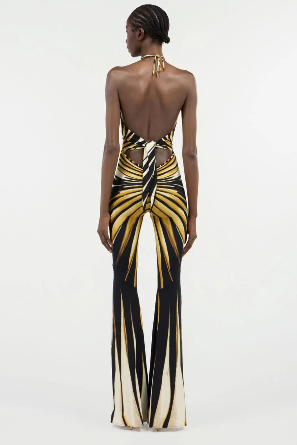Ocean Print Halter Flared Jumpsuit