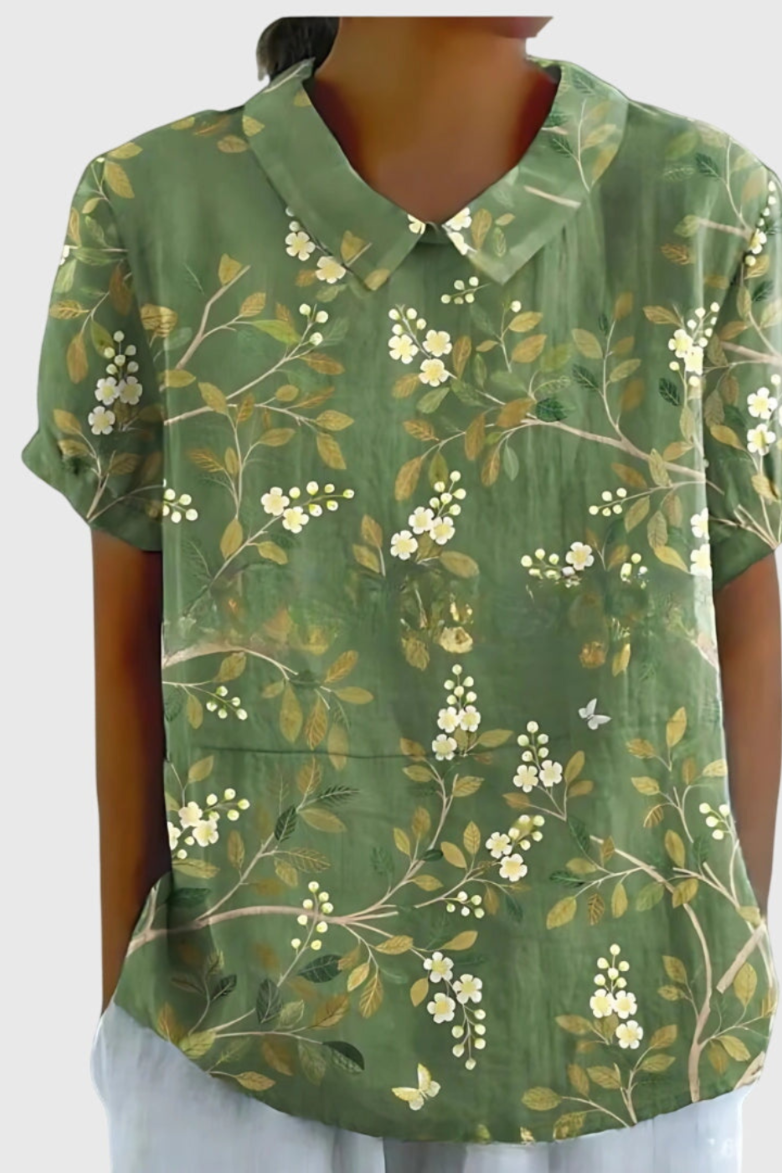 Women's Elara Floral Linen Blend Collared Blouse