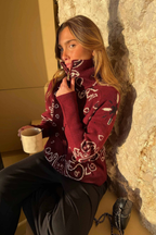 Women's Cashmere Blend Patterned Cardigan