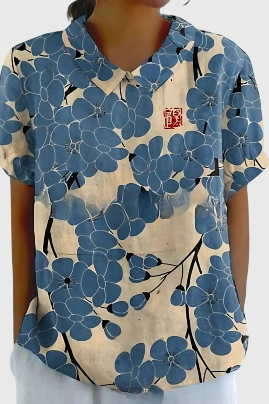 Women's Elara Floral Linen Blend Collared Blouse