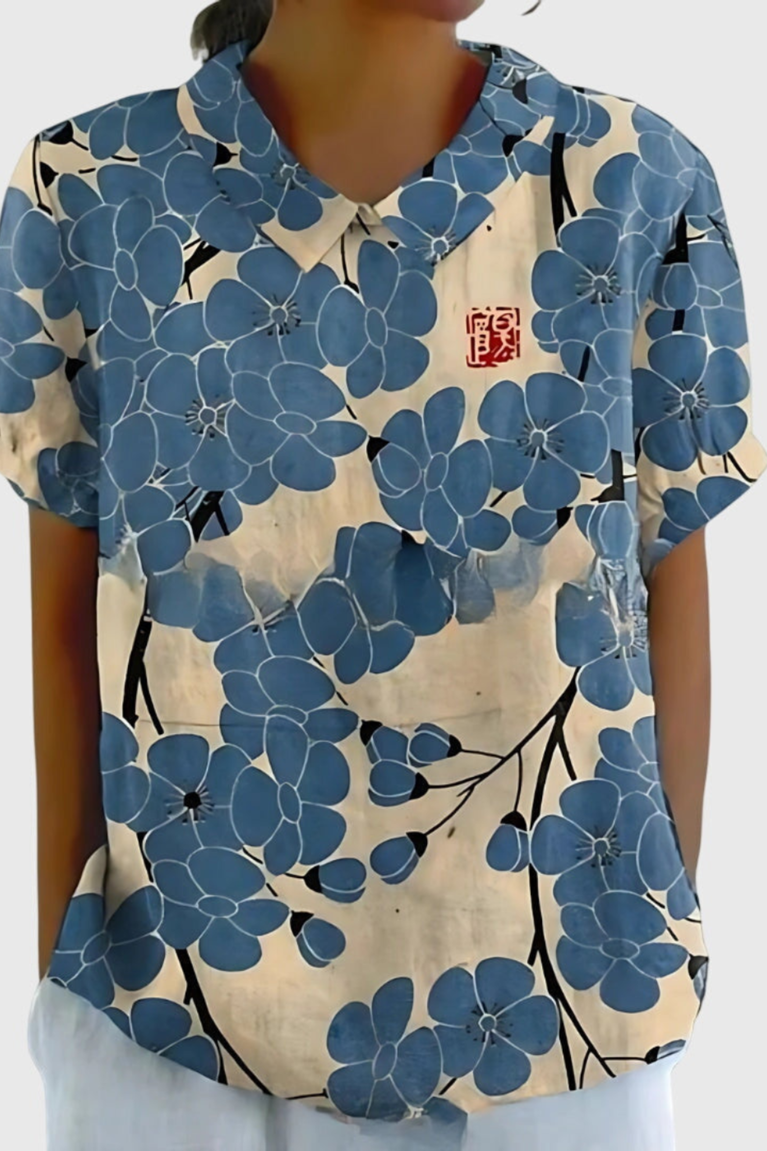 Women's Elara Floral Linen Blend Collared Blouse