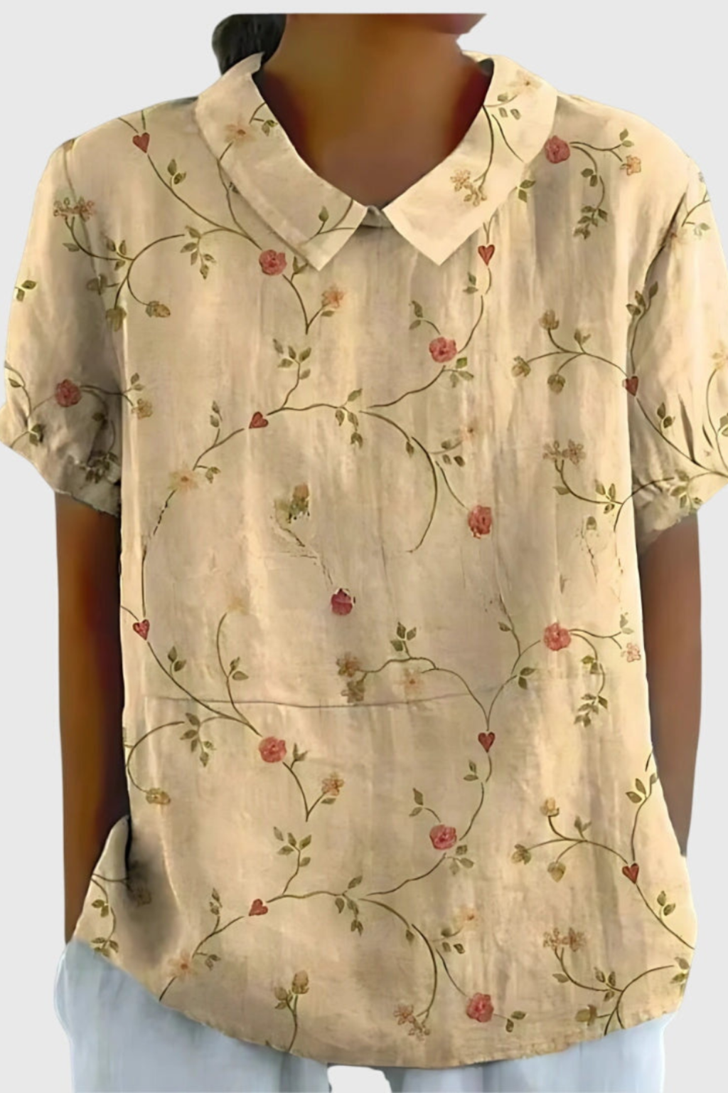 Women's Elara Floral Linen Blend Collared Blouse