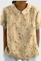 Women's Elara Floral Linen Blend Collared Blouse