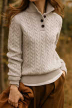 Women's Cable Knit Cashmere Blend Sweater