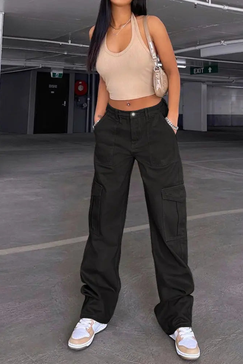 Women's Utility Fit Elastic Denim Pants