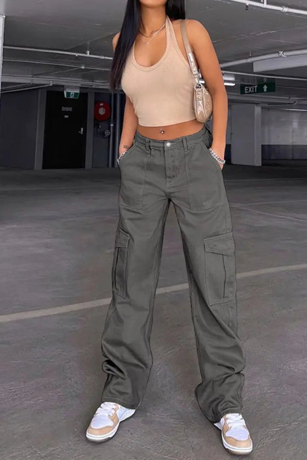 Women's Utility Fit Elastic Denim Pants