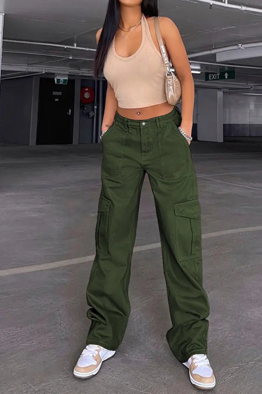 Women's Utility Fit Elastic Denim Pants