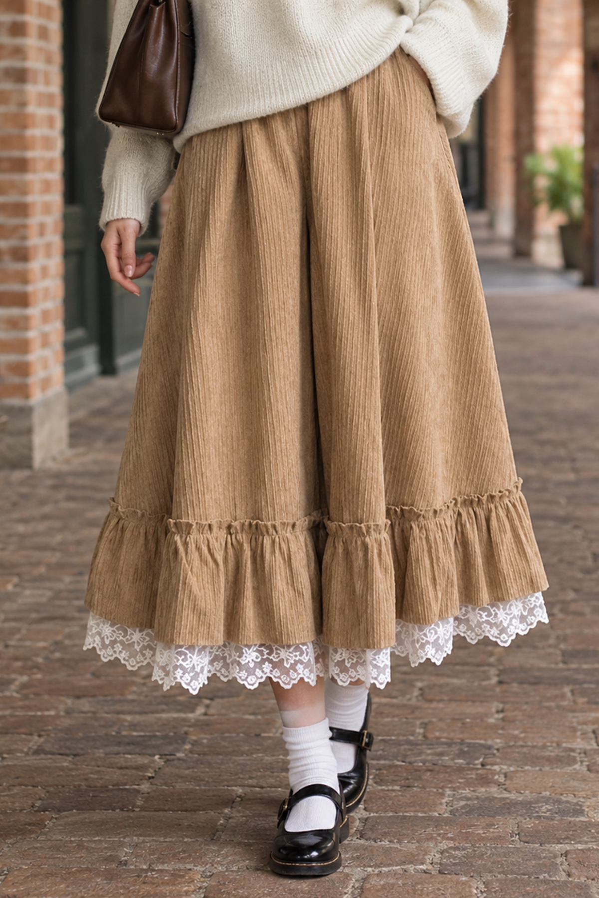 Ruffle Hem Wide Leg Culottes