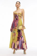 Multicoloured Ikat Print Maxi Dress