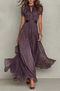 Whisper Lace Chiffon Maxi Dress