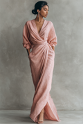 Relaxed V Neck Linen Maxi Dress