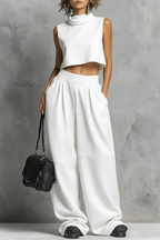 Women's Sienna Mock Neck Crop Top & Wide Leg Trouser Set