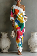 One Shoulder Bohemian Maxi Dress