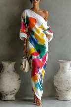 One Shoulder Bohemian Maxi Dress