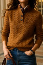 Women's Cable Knit Cashmere Blend Sweater