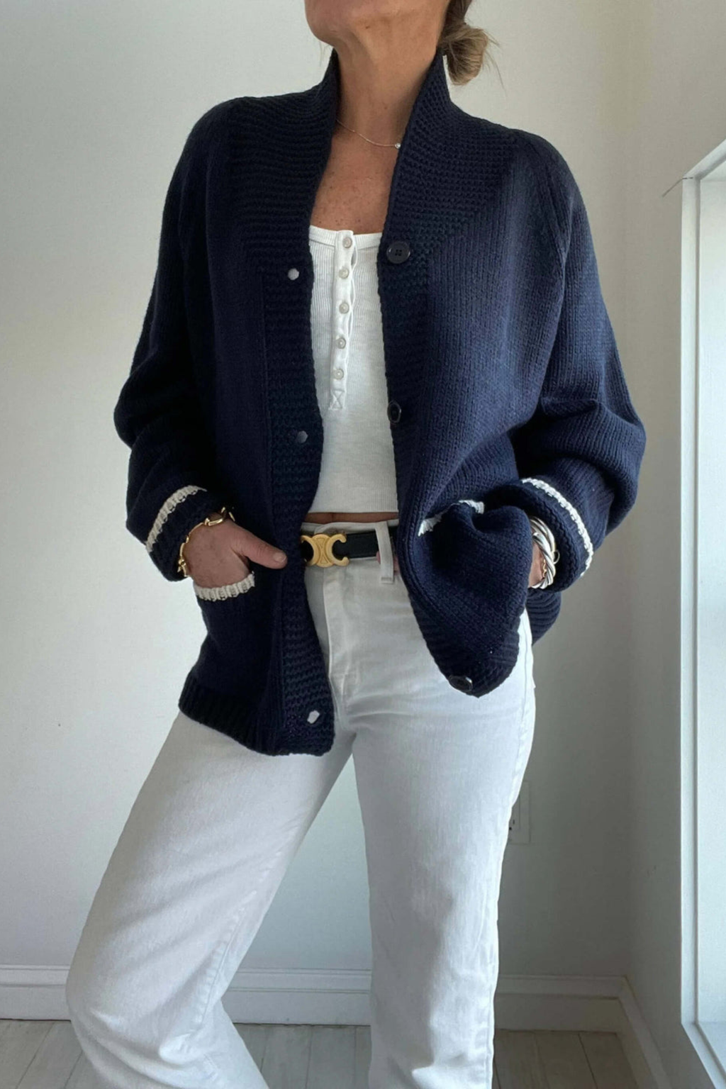 Women's Oversized Anchor Knit Cardigan