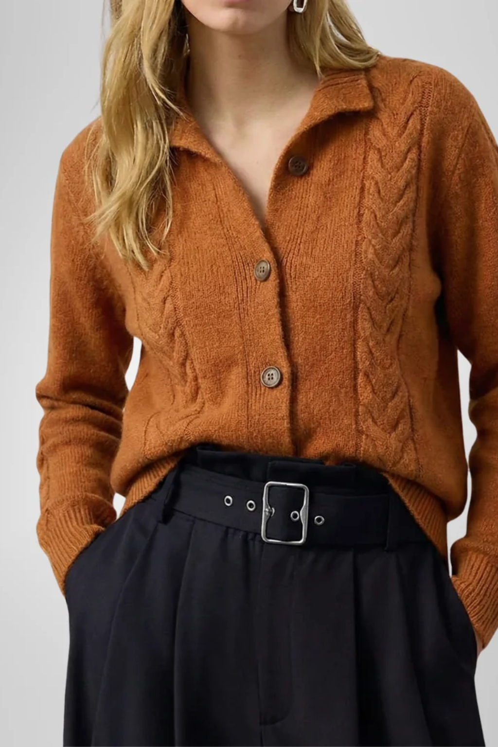 Women's Cashmere Blend Cable Knit Cardigan