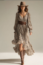 Plaid Chiffon Midi Dress