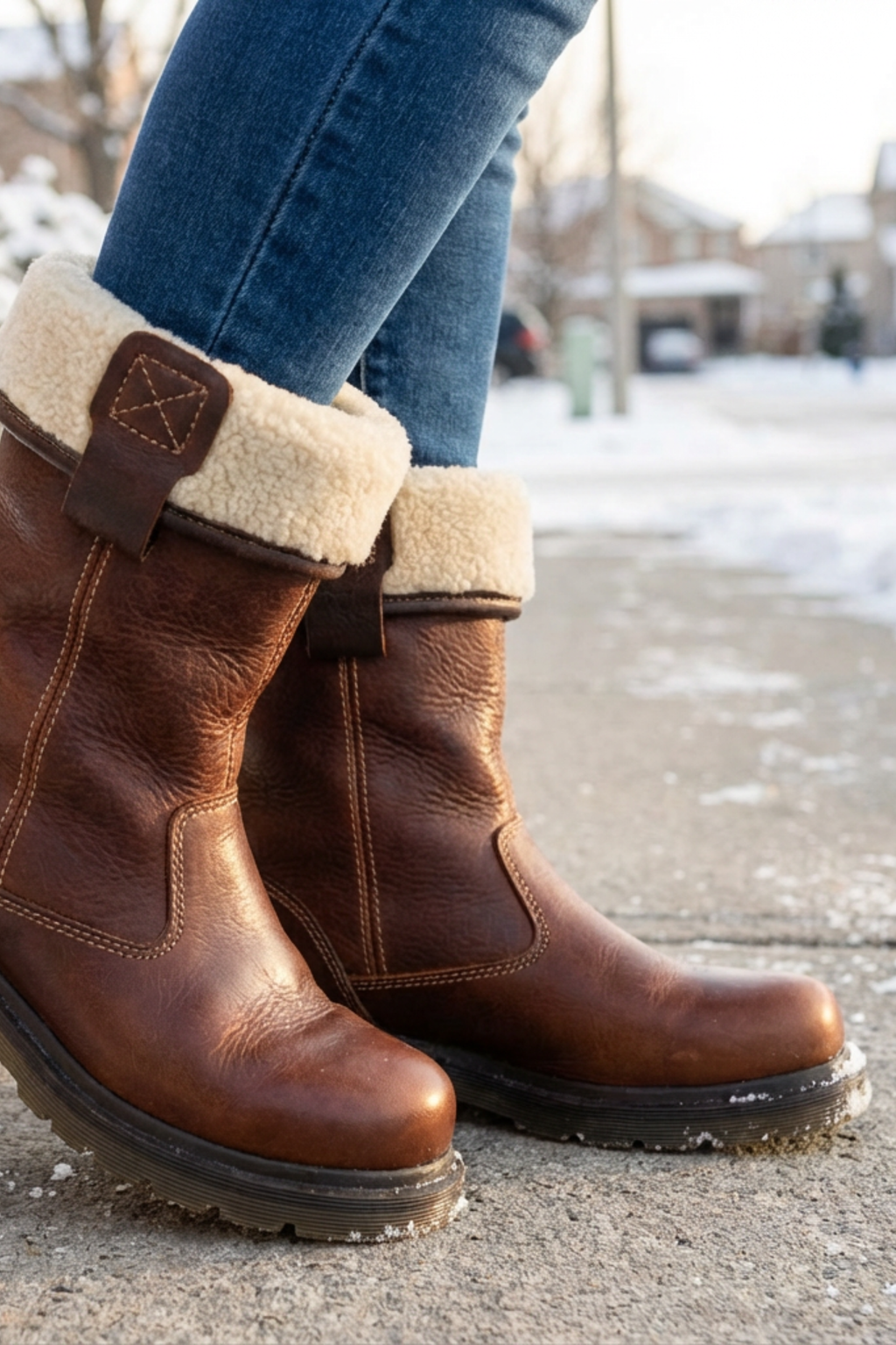 Shearling Lined Mid Calf Winter Boots
