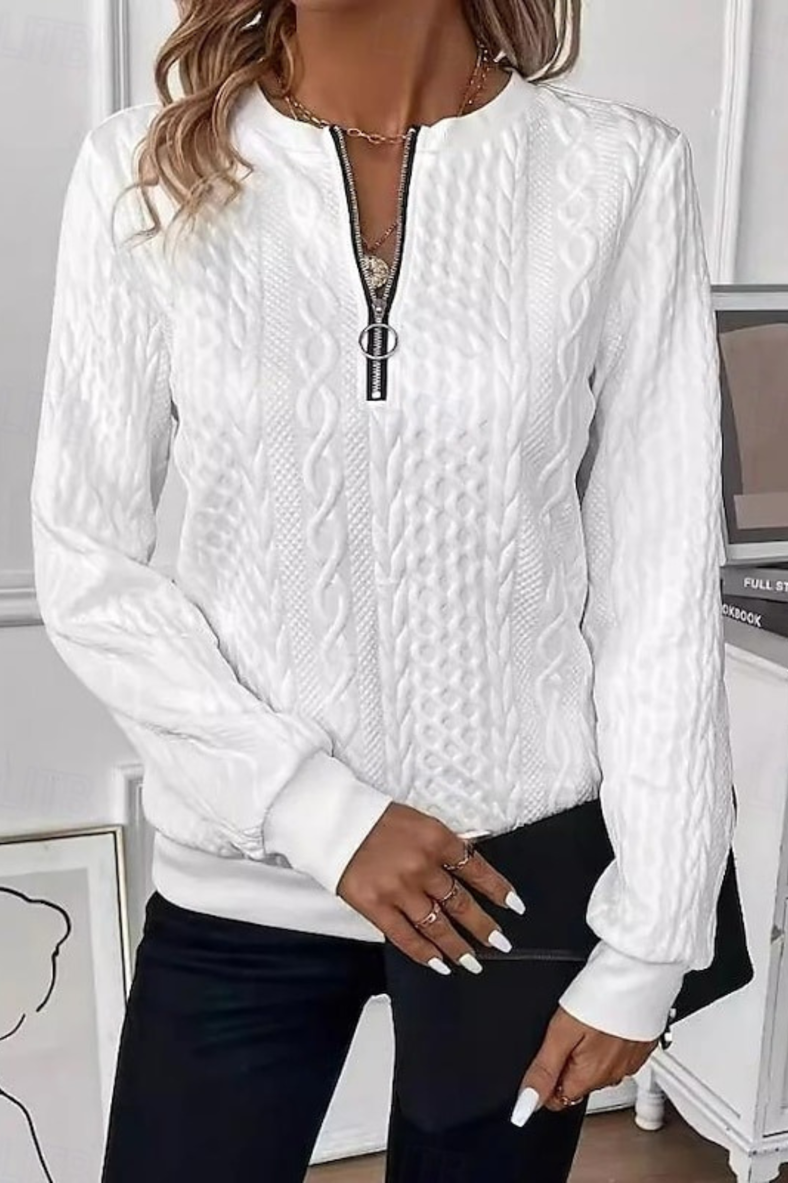 Women's Zip Neck Relaxed Sweatshirt