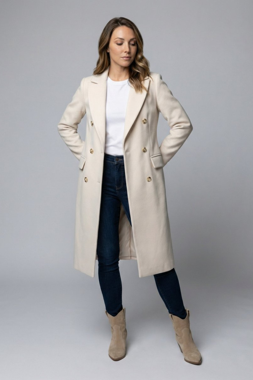 Women's Double Breasted Midi Overcoat