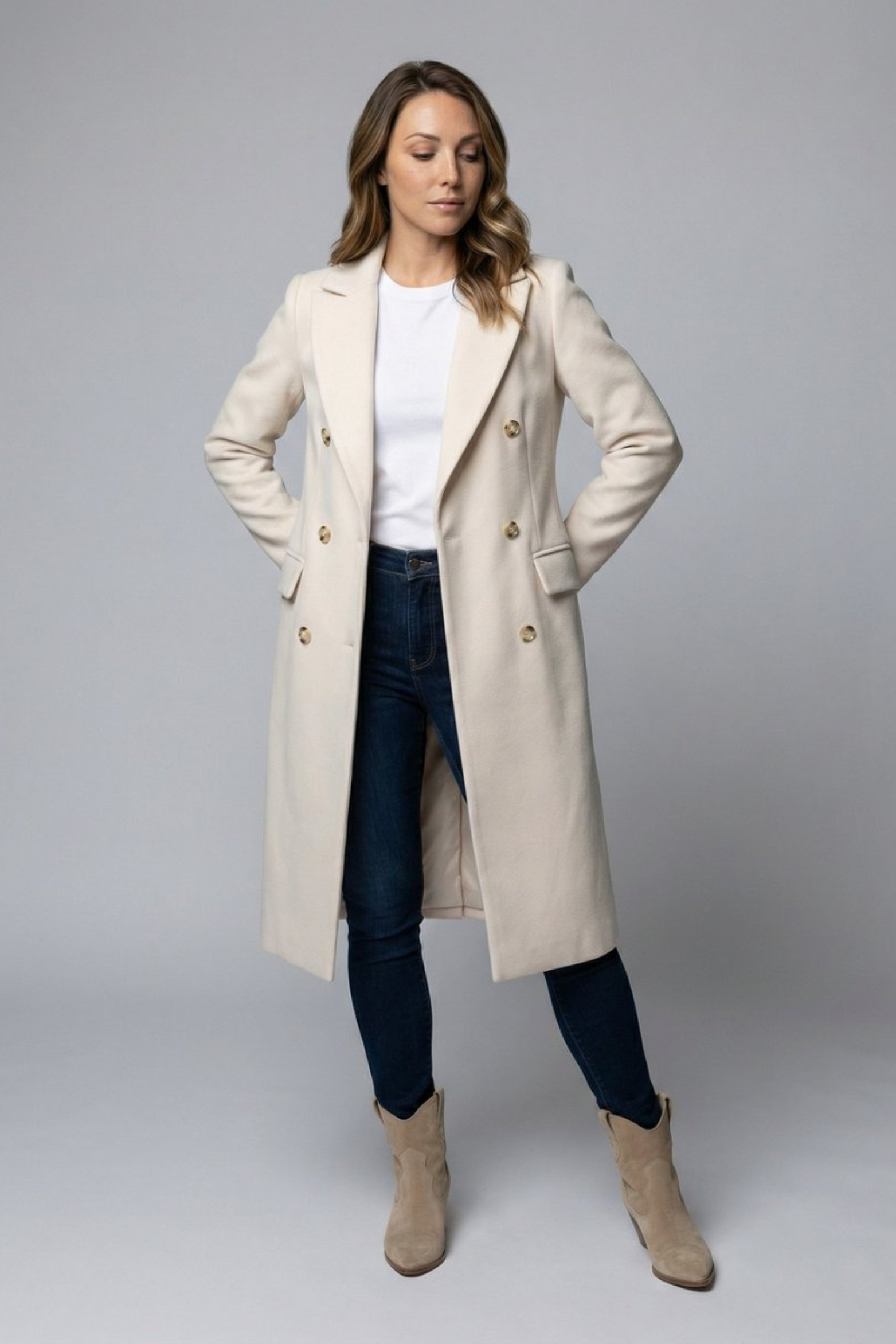 Women's Double Breasted Midi Overcoat