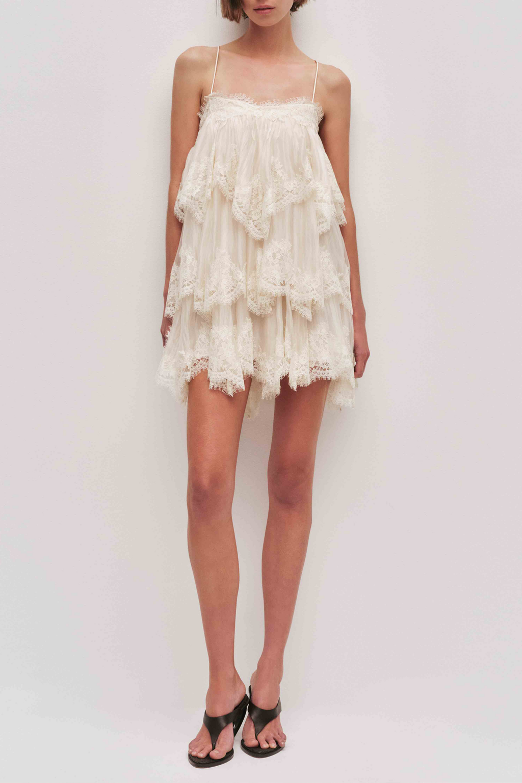 Lace Trim Layered Mini Dress