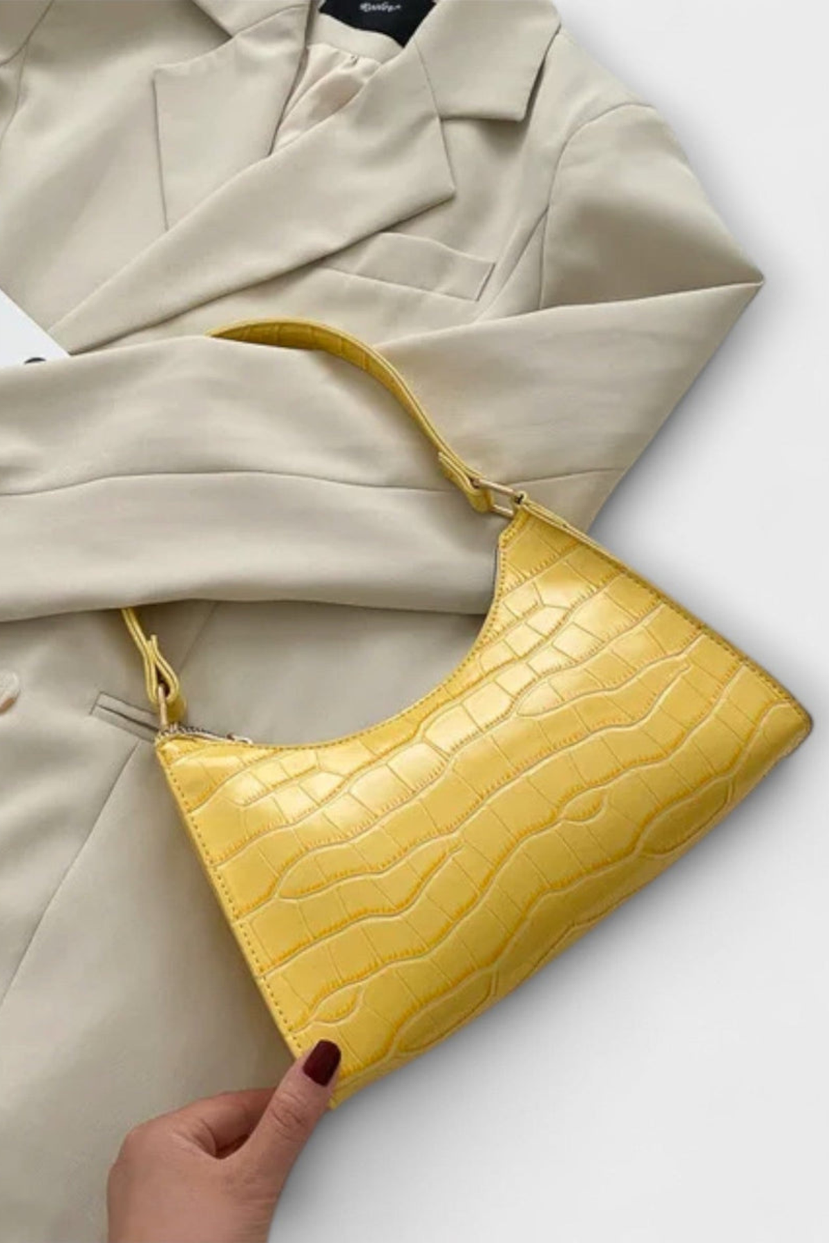 Midnight Luxe Croc-Embossed Shoulder Bag
