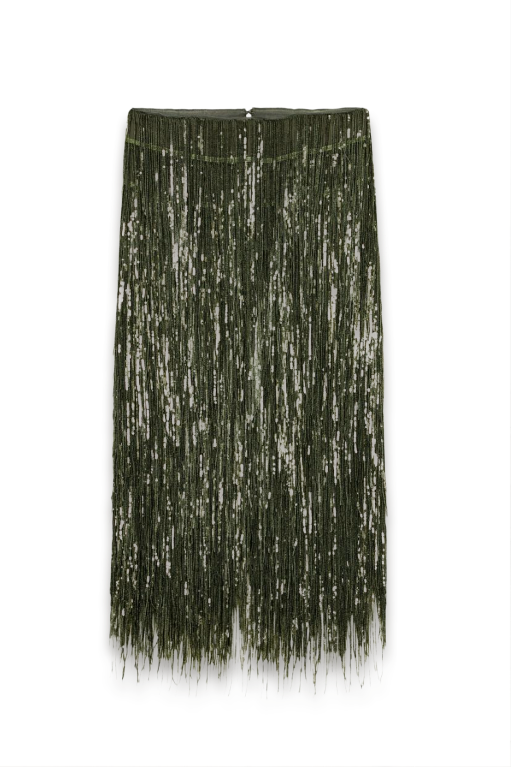 Layered Sequin Tassel Midi Skirt