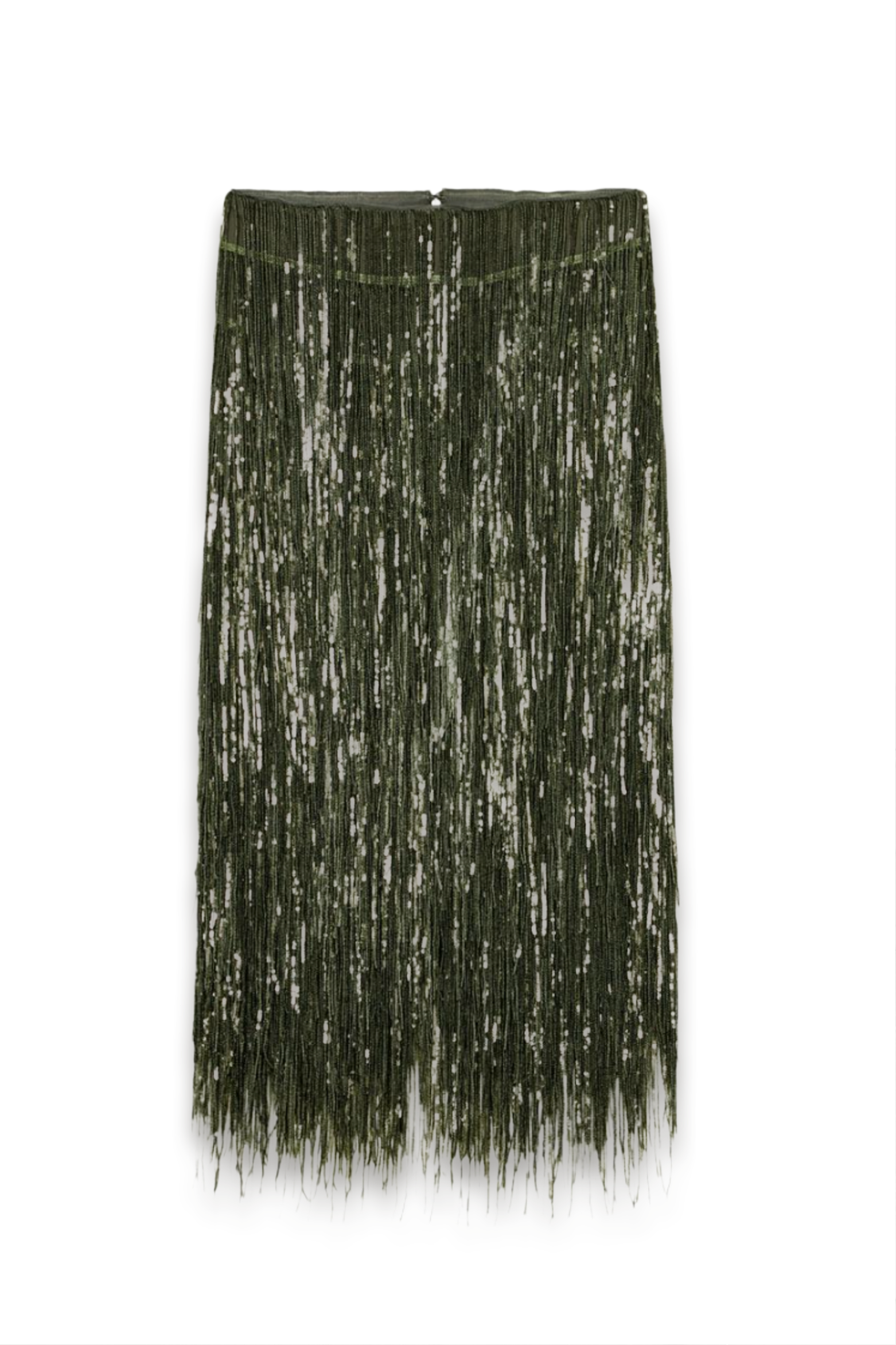 Layered Sequin Tassel Midi Skirt