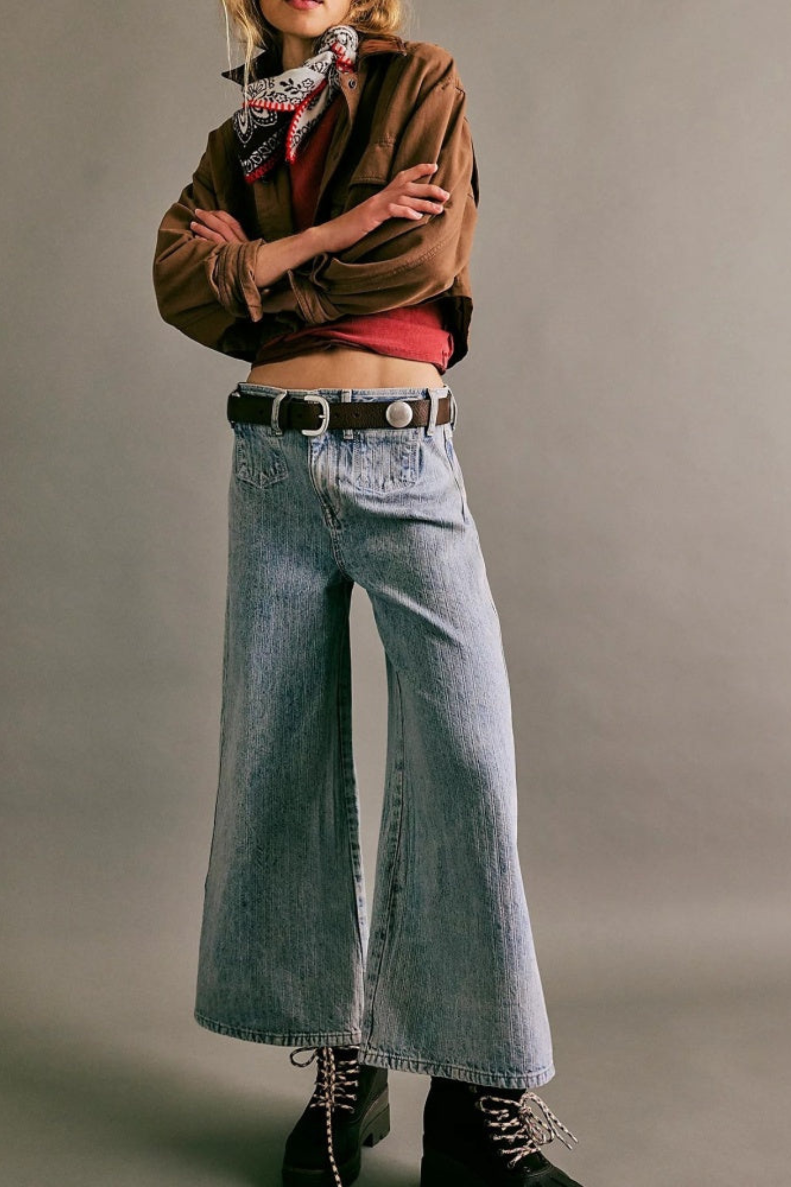 Women's Vintage Pinstripe Wide-Leg Jeans