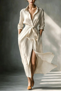 Willow Grace Belted Shirt Maxi Dress