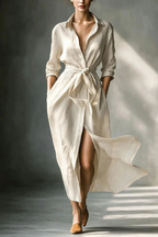 Willow Grace Belted Shirt Maxi Dress