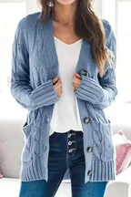 Textured Cable Knit Cardigan Sweater
