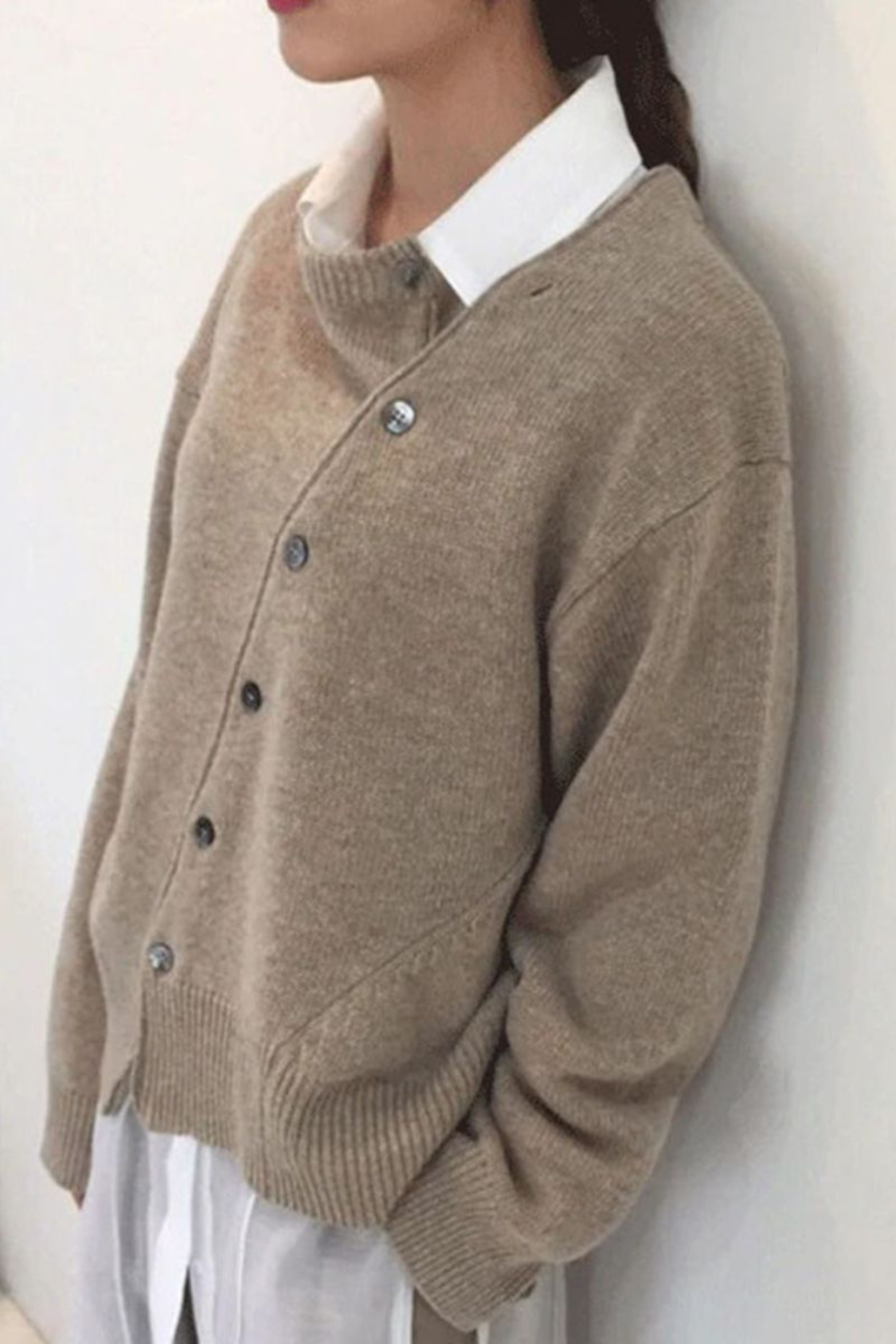 Women's Asymmetric Button Knit Sweater
