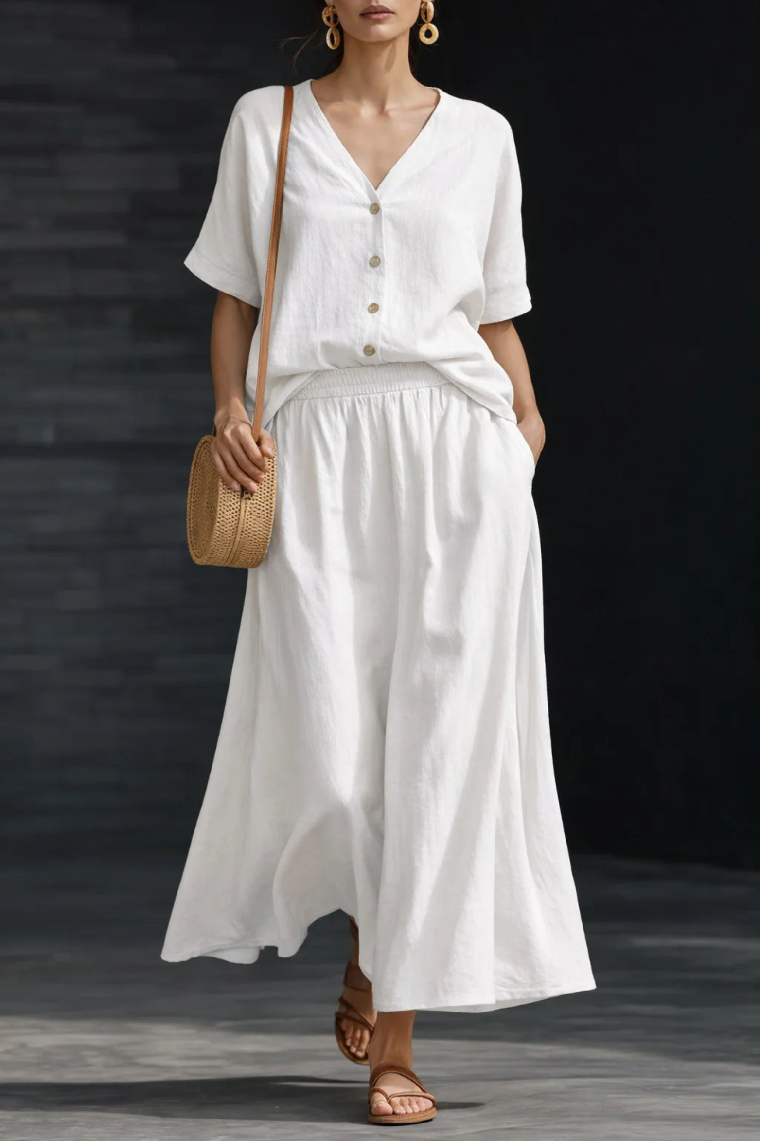 Harmony Lane Buttoned Midi Co-Ord Set