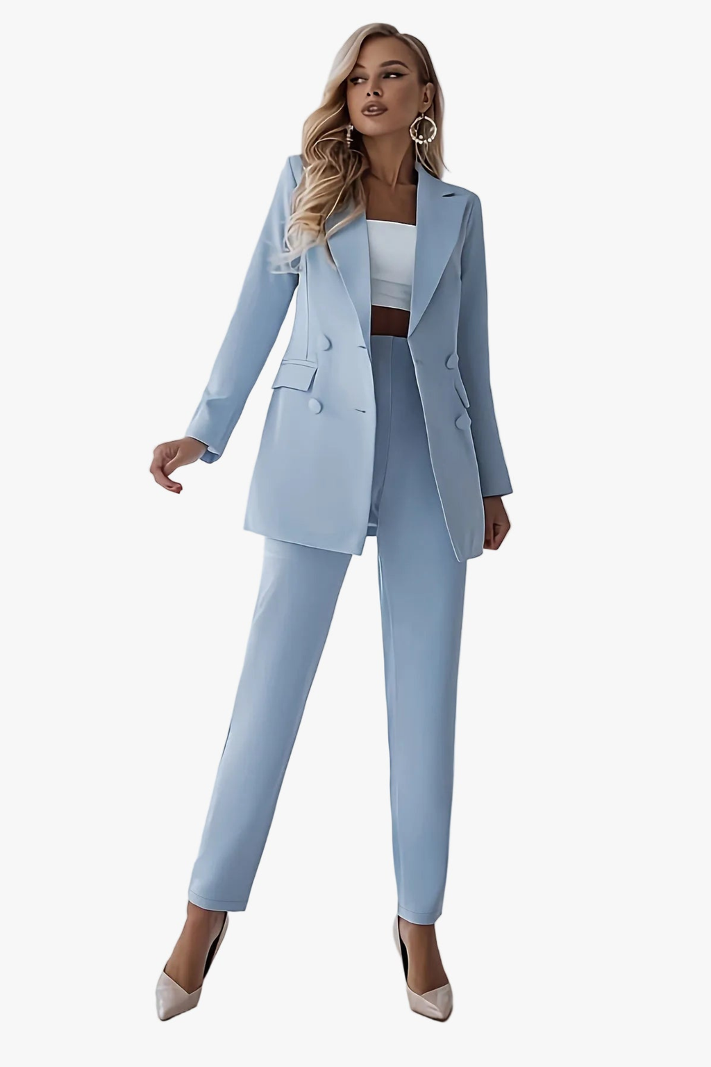 Women's Double-Breasted Woven Blazer Set