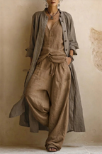 Cotton Linen Three Piece Set with Bohemian Style