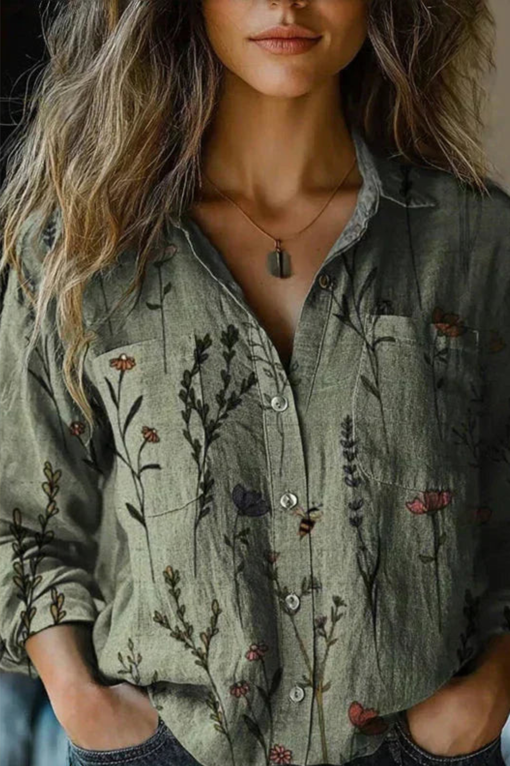 Floral Print Vintage Bohemian Blouse