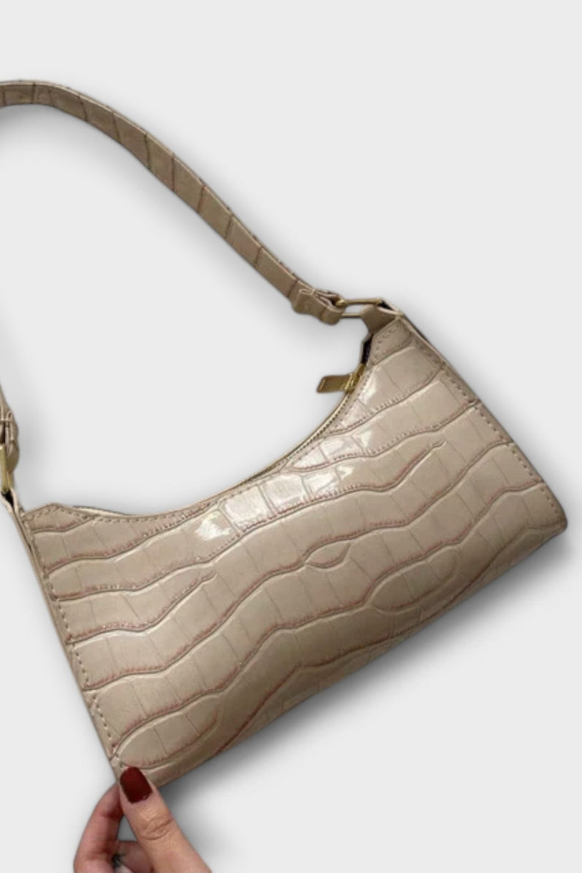 Midnight Luxe Croc-Embossed Shoulder Bag