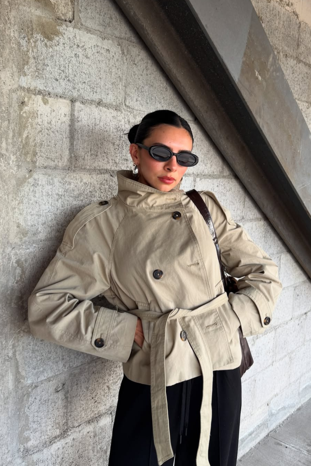 Belted Cropped Trench Coat