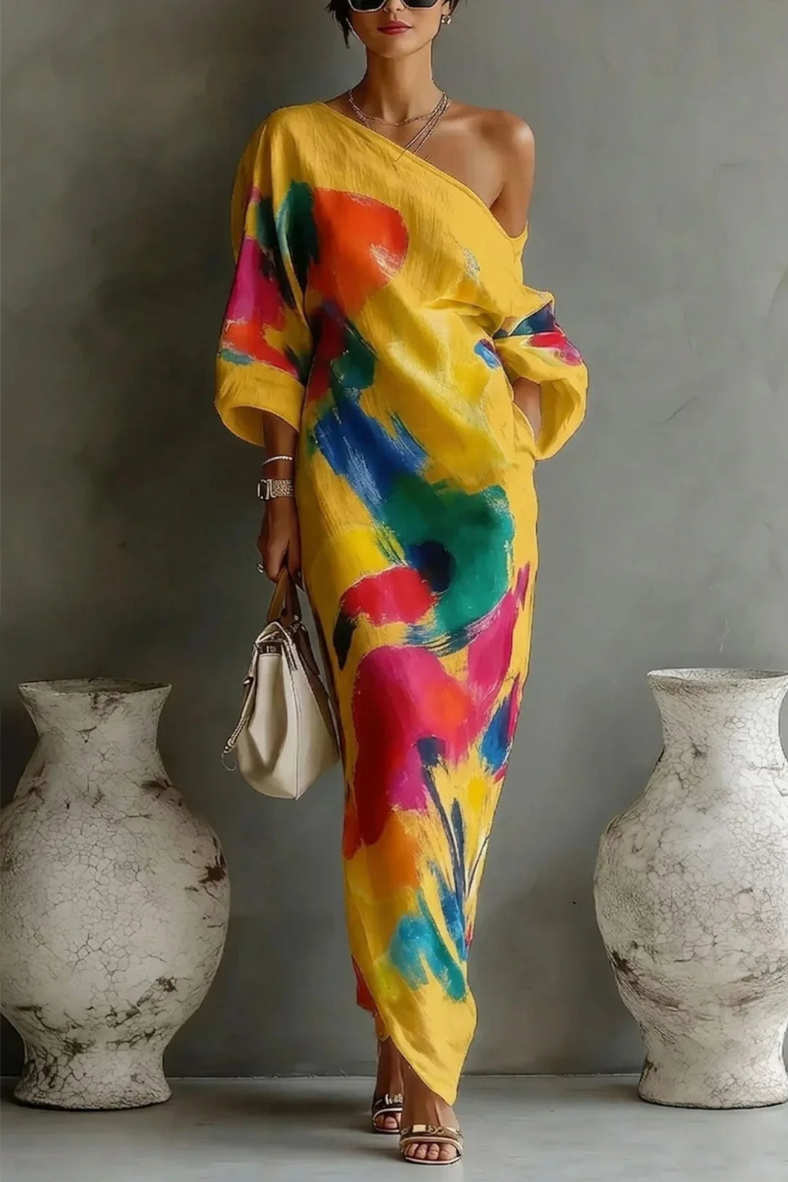 One Shoulder Bohemian Maxi Dress