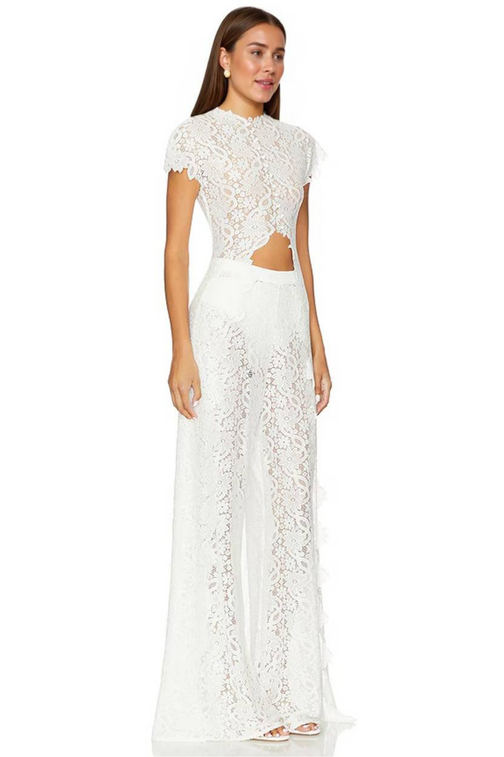 Lace Long Sleeve Wide Leg Pants Set