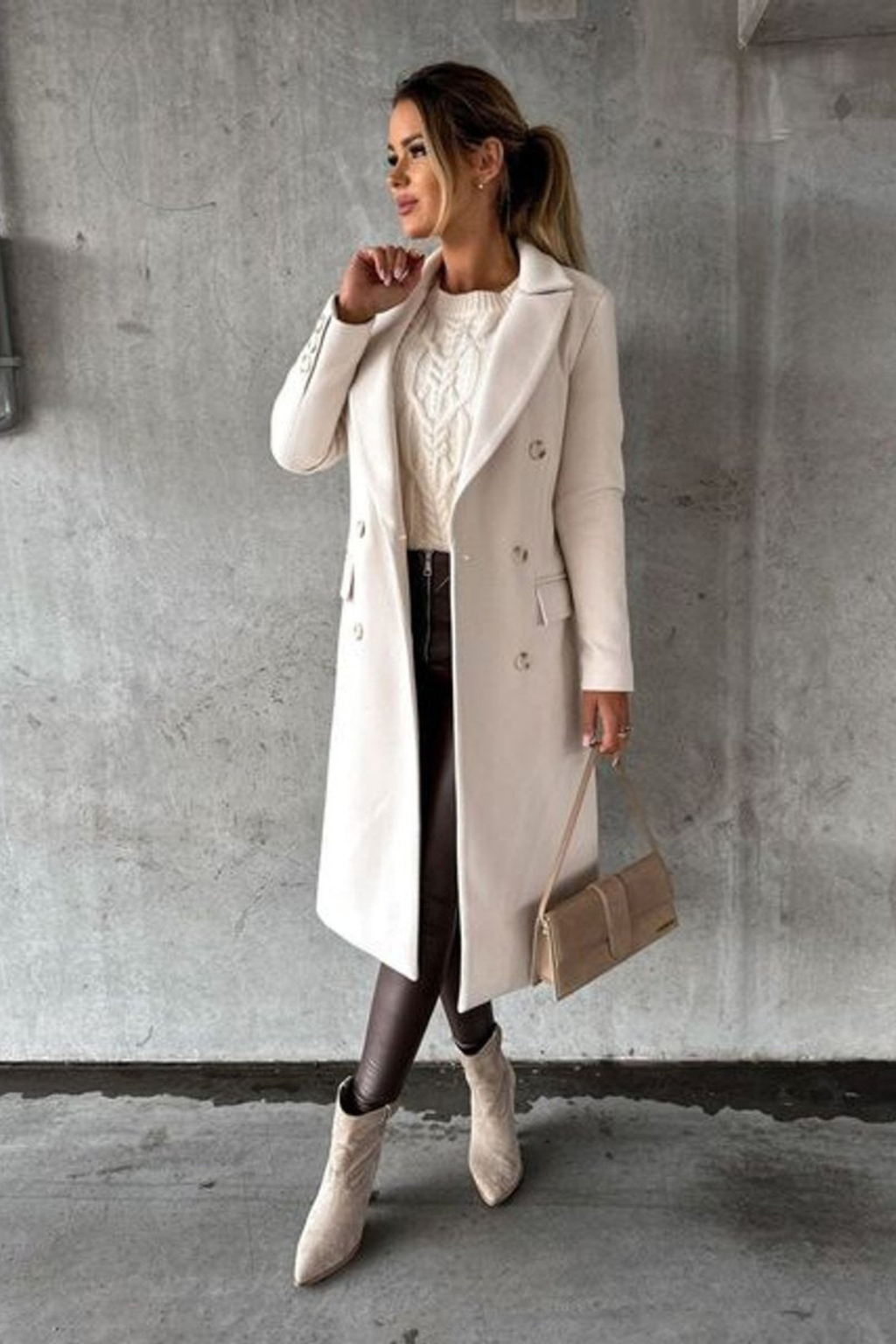 Women's Double Breasted Midi Overcoat