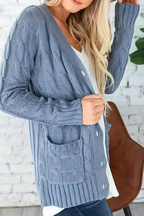 Textured Cable Knit Cardigan Sweater