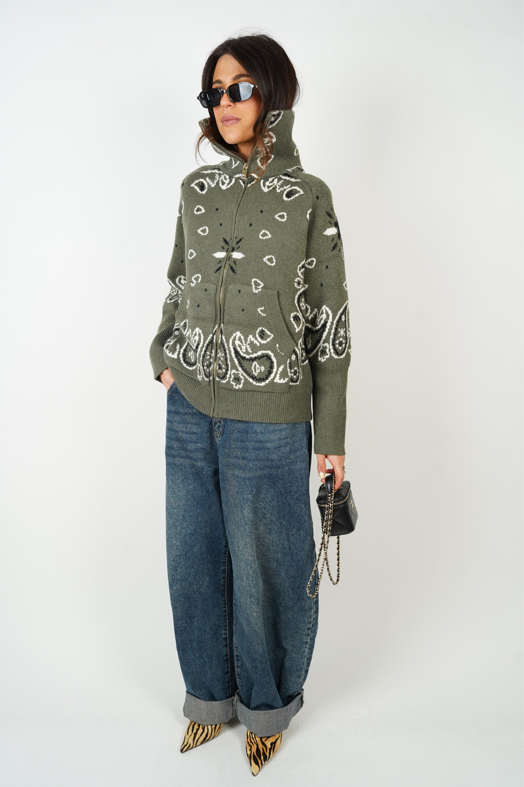 Women's Bandana Patterned Cardigan